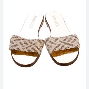 Jimmy Choo woven glitter fabric sandal